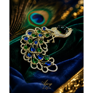 Broșă Emerald Peacock