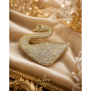 Broșă Golden Swan