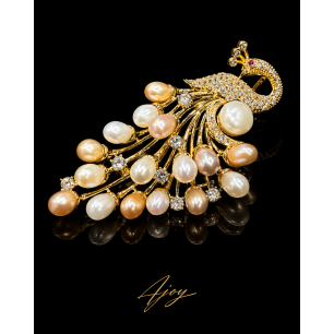 Broșă Pearl Peacock