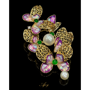 Broșă Violet Butterflies