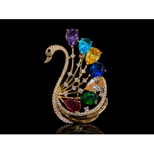 Broșă Rainbow Swan