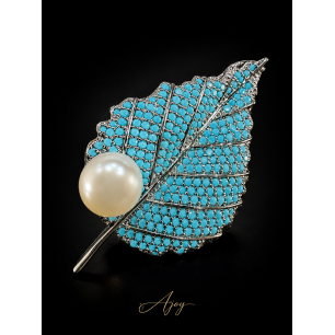Broșă Pearl of the Leaf 