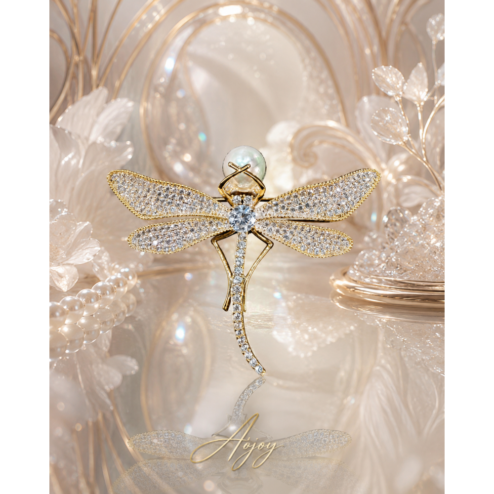 Broșă Pearl Wing Dragonfly