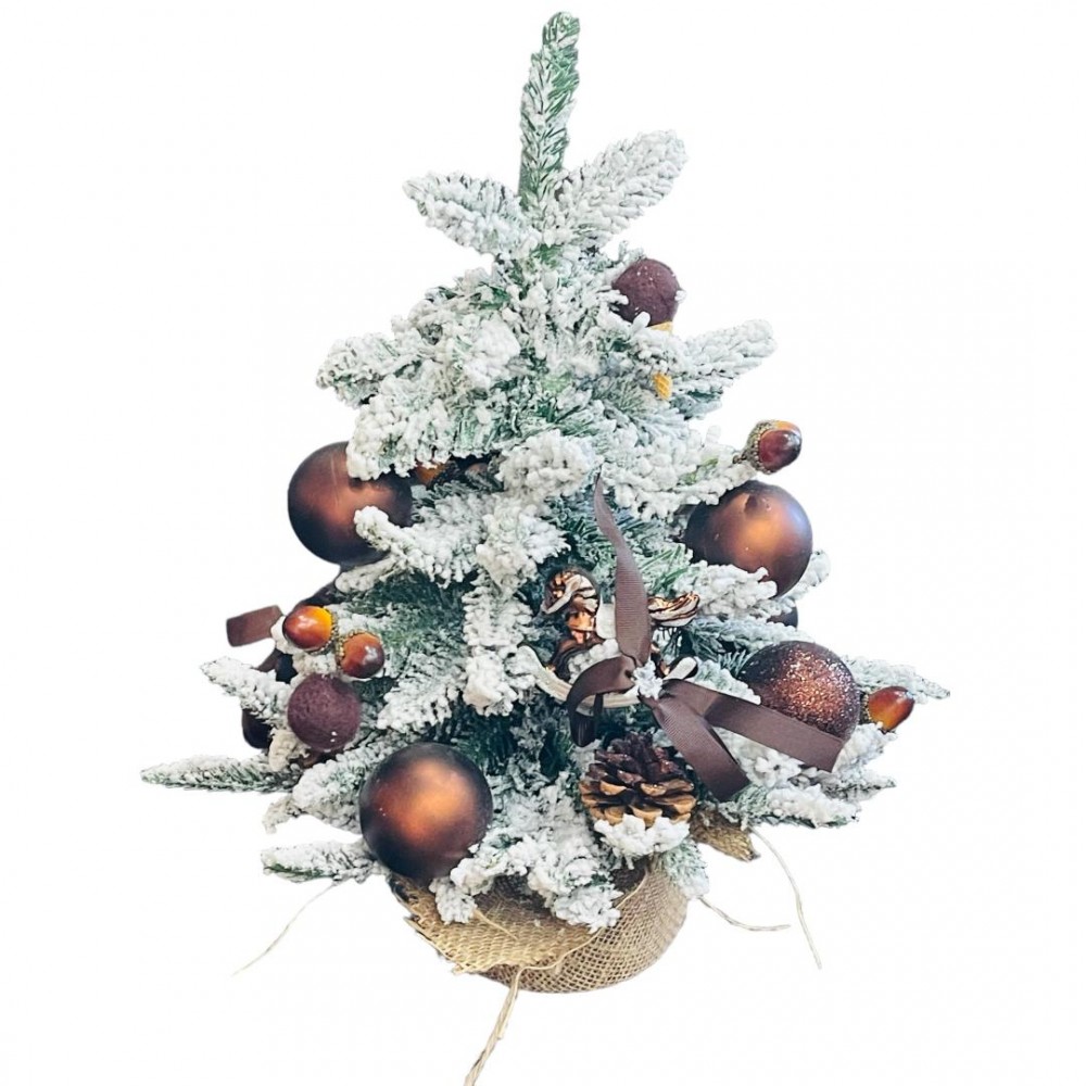 Bradut Artificial cu Ghinde si Globuri Maronii Bradut Artificial cu Ghinde si Globuri Maronii